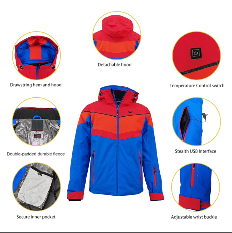 Men's Rechargeable Heated Ski Jacket Waterproof